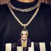 Fashion Iced Out Large Cartoon Clown Cosplay Pendant Necklace Mens Hip Hop Necklace Jewelry 76cm Gold Cuban Chain For Men Women236s