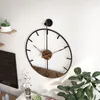 Настенные часы 50 см, железные часы, большой размер, 3D, скандинавские металлические круглые большие часы, орех Pionter, современное украшение для гостиной