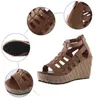 Sandaler kvinnor fisk mun kil casual sommar öppen tå ankel strappy espadrille plattform klädda skor 2024