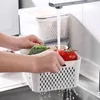 Garrafas de armazenamento Caixa de manutenção fresca Cesta de drenagem de dupla camada Pastic Kitchen Fruit para CAS