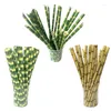 Disposable Cups Straws Bamboo Paper Happy Birthday Wedding Decorative Event Party Favor