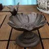 Decorative Figurines American Country Style Bird Around Circle Flower Footed Design Cast Iron Metal Feeder Bowl Tray