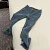 2024 frühjahr neue kleine duft stickerei elastische hohe taille kleine füße schlanke jeans für frauen trend hosen ins