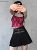 Spódnice skorty Houzhou harajuku gotycka mini spódnica kobiet w plisowanej talii A-line pasek czarny punk Kpop y2k stroje e girl streetwear 240330