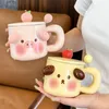 Mugs Mug With Lid Spoon Cute Pig Animal Ceramic Coffee Tea Milk Cup Couple Birthday Gift Women Friend Lovers