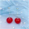 Cuelga los pendientes de la lámpara coreano lindo claro resina cereza para las mujeres color oro plateado fruta gota declaración joyería brincos entrega dhbni