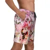 Men's Shorts Male Board Watercolor Roses Y2K Retro Swimming Trunks Pink Floral Quick Drying Surfing Trendy Plus Size Short Pants