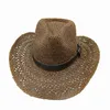 Large bord chapeaux seau chapeau de cowboy évider jazz paille été pêche en plein air pare-soleil plage H240330