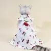 Vêtements pour chiens 1 ensemble jolie jupe de chat adorable décorative sans manches cerise imprimé chien de compagnie chats robe de princesse avec cravate