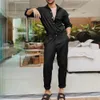 Summer Thin Mens Cargo Jumpsuit Pants Overalls Long Sleeve Button-Down Rompers Solid Color Workwear Overalls 240323