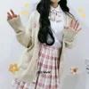 Spring Autumn LG Sleeve Lovely Radish Knit Cardigan V Neck Tröja Outwear Jacket Pälsa för JK School Uniform Studentkläder C4GS#