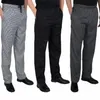 Restaurant Rayé Chef De Exécutif Noir Uniforme Service Partie Nouveau Élastique Poivres Blancs Pantalon Rouge Cook p4Bl #