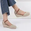 Sandales LIHUAMAO Top Qualité Espadrilles Chaussures Wedge Talon Cheville Plateforme Plate-Forme Bureau Dame Confort Casual