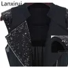 Kvinnors västar Autumn European och American Fashion Sequins dekorerade vilda Slim Turndown -krage blixtlås Vest Punk Wind Black Waistcoat