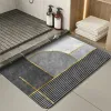 Tapis Tapis de bain géométrique à séchage rapide boue de diatomée forte absorbante antidérapante baignoire tapis de toilette cuisine salle de bain tapis de sol paillasson tapis