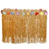 Table Skirt 2M/2.76M Gold Tropical Hawaiian Style Flower Decor Edge Border Bench Grass Cover For Party