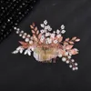 Femme rose peigne à cheveux rhiéettes de luxe de luxe Fr Bride Head Jewelry Mardiry Accoues For Hair White Perles Tiara P29E #