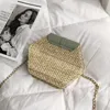 hexag Mulit Style Straw+leather Handbag Women Summer Rattan Bag Handmade Woven Beach Circle Bohemia Shoulder Bag 784G#