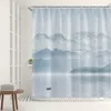 Tende da doccia Tenda di pittura cinese Estetica Astratta Creativa Inchiostro Paesaggio Scenario Arredamento bagno Set da bagno con gancio