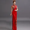 Año nuevo chino ropa de mujer novia cola de sirena LG DR rojo chegsam qipao boda talla grande mujer noche Drag Phoenix c1Lv #
