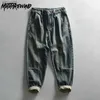 Men's Jeans Hip Hop Streetwear New Mens Vintage Style Long sleeved Pocket Jeans Wash Conical Blue Denim Pants Y2k Youth Trend TrousersL2403