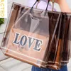 Sacs de rangement épais PVC Transparent fourre-tout pour femmes décontracté Portable sac à main étanche sac cadeau vêtements réutilisés en plastique Shopping