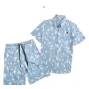 Conjunto de camisa e shorts confortáveis de verão, camisa casual masculina de grife, novo conjunto de manga curta de alta qualidade para a temporada de verão