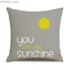 Pillow 45x45cm Nordic Sunflower case Simple Yellow Square Cushion Cover Sofa Car Fashion Ornament Home Decoration Y240401