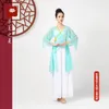 solid Color Chiff Elegant V-neck Suit Bandage Woman Dance Costume Hanfu Women Chinese Traditial Classical Tops Oriental 6XL y3FF#