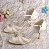 Sandaler Wedopus Peep Toe elfenben eller skor lämpliga för bröllop Midhackkvinnor sommar