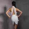 Urban Sexy Dresses Striped Bare Back Tops Tassel Line kjol Kvinnlig latin Danklänning Kvinnor Performance Belly Modern Dancing 516 YQ240330