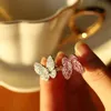 Top quality butterfly diamond ring S925 sterling silver 18k gold with Pink diamond ring for women Simple open ring Fashion luxury available vanly Jewelry gift