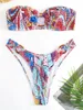 Ring Link Bandeau Bikini Kvinnor Brasilianska badkläder Kvinna Sexig baddräkt Solid Beachwear Bathers Bathing Swimming Swim Suit 240321