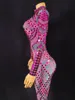Розовый блестящий комбинезон с пайетками Fi Spandex Stretch Shining Dance Костюм Цельный боди для ночного клуба Экипировка Леггинсы для вечеринок U8Dx #
