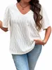 Gibsie Plus Size Witte Blouses En Tops Voor Vrouwen Fi 2023 Nieuwe Zomer Korte Mouw V-hals Losse Casual Vrouwen Kleding 75Sk #