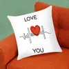 Federa per cuscino facile da pulire, regalo decorativo, utile, per San Valentino, con stampa di lettere a forma di cuore d'amore