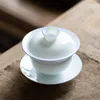 Set di articoli da tè in porcellana di guscio d'uovo fatti a mano in ceramica Venti Tea Sancai Ciotole Ciotole Sopera De Ceramica Gaiwan Set di ceramica grossolana