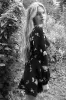 Franska Slim V-Neck Women's Dress Wind Chime Flower Printed Silk Long Sleeve Dress Summer Dress Free Frakt