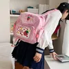 Kawaii enfants sac d'école mignon fraise broderie étudiant Mochila points multi-poche Nyl Fi College pour adolescente fille 60lA #