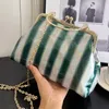 2023 Nouveau Fi Femmes Stripe Soirée Embrayage Vintage Femme Sacs à main Kiss Lock Shell Clip Sacs à bandoulière Chaîne Menger Sacs B1r8 #