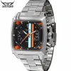 JARAGAR Stainless Steel Square Transparent Case Back High Quality Auto Movement Men's Mechanical Watch Male Wristwatch Relogi272f