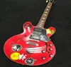 Personalizado alvin lee guitarra grande vermelho 335 semi oco corpo jazz cereja vermelho guitarra elétrica pequeno bloco incrustação 60s pescoço hsh captadores grov8111992