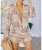 Designer Women V Neck low-cut sexy Shirt New Spring Chain Royal Printed Blouse Floral Blouses Fashion Shirts Tops Long Sleeved Shirt dress