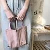 Petit sac à lunch en velours côtelé pour femmes 2023 Eco Toile Sacs fourre-tout portables Mini étudiantes Bento Pique-nique Sac de nourriture Sacs à main de voyage t8Ln #