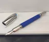 Stylo plume à tête de cristal bleu, corps en métal classique de haute qualité avec numéro de série, écriture de luxe à encre sèche, fournitures de bureau fluidesGi9908027