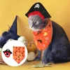 Vêtements de chien Costume de chat Set Costumes d'Halloween Écharpe Party Favoris Mouchoir Chapeaux pour chats Pet Décoratif Bandana Polyester Pirate Kit