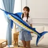 60-140 cm Simulation Blauer Marlin Plüschtiere Gefüllte Weiche Kreative Kissen Fischpuppen Lustiges Geburtstagsgeschenk für Kinder Jungen 240315