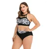 Maillots de bain pour femmes en plus taille maillot de bain pour femmes bandage impression soutien-gorge rembourré bikini split body beachwear bikinis ensembles adolescents 2024