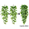 Decorative Flowers Artificial Hanging Plants Fake Ivy Vine Leaves Wedding Wall House Room Patio Indoor Outdoor Home Office Decor 3.5ft 2Pcs