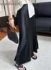 Aonibeier Summer Party Women Satynowa spódnica Traf Elastic High Aline Casual Office Kobieta Maxi Long Spirts Y2K Black 240326